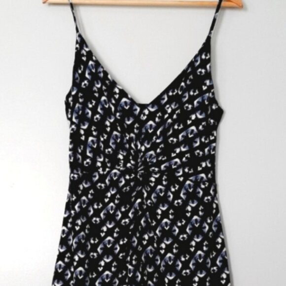 H&M New Tie-Dye Floral Print Summer Dress Blue & White Tank Top Straps Sz L - Picture 3 of 16